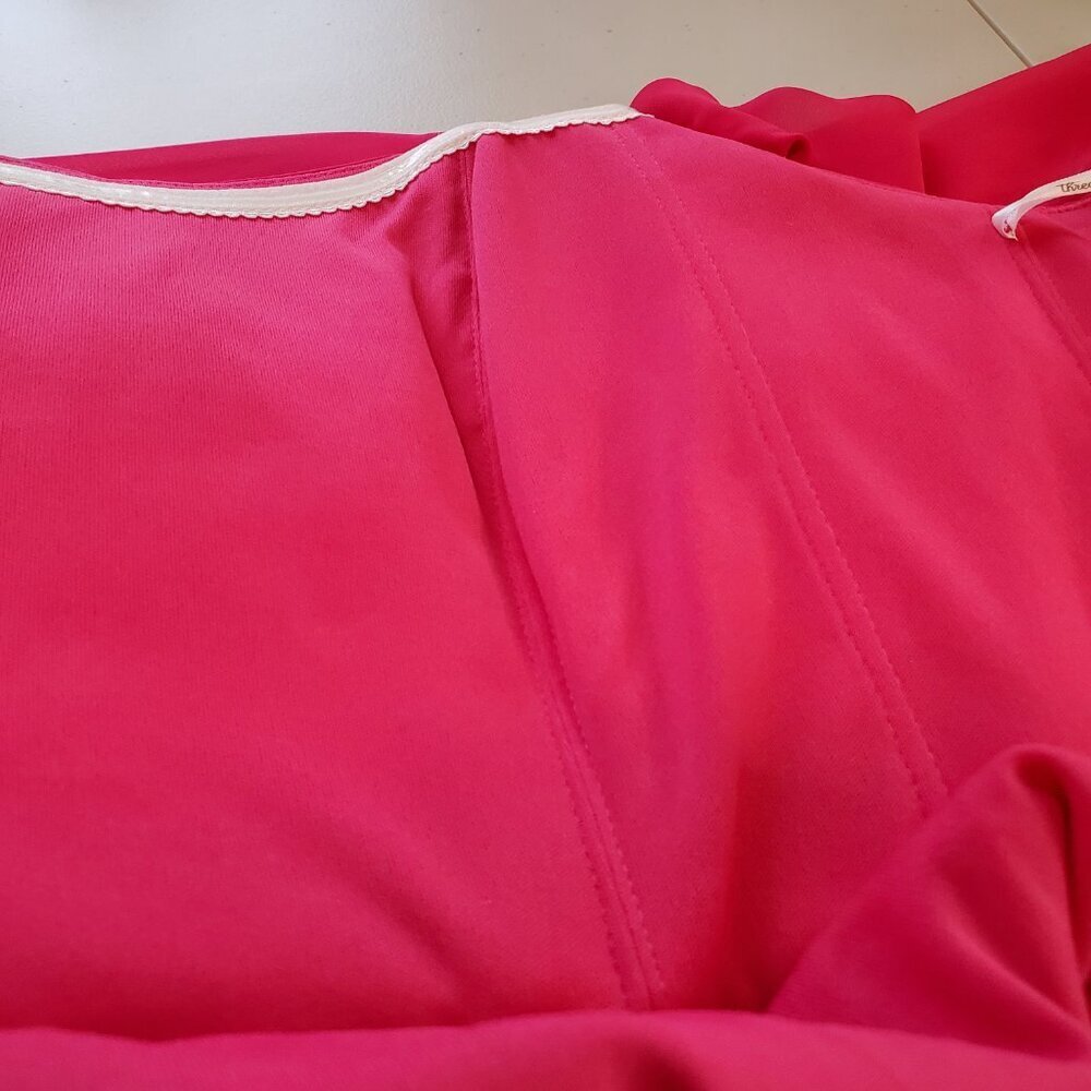 NEW THREAD SZ 12R Vivid Pink Chiffon Draped Off-shoulder Floor length Gown Dress - Picture 9 of 10
